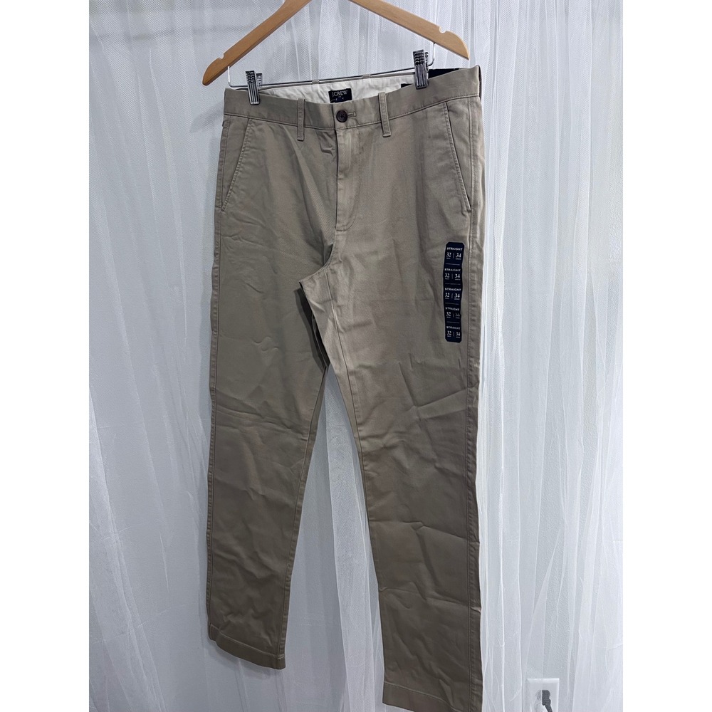J.Crew Flex Straight Fit Chino Pants Mens 32x34 Khaki Tan Stretch Twill Trousers